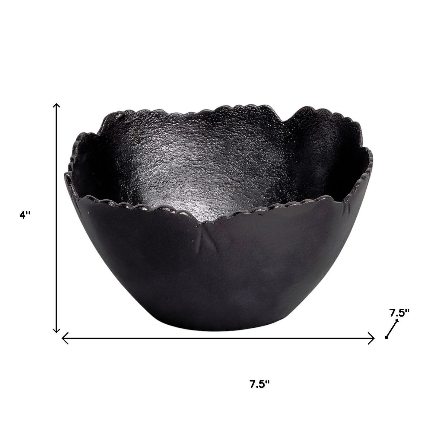 Black Scalloped Edge Round Serving Bowl