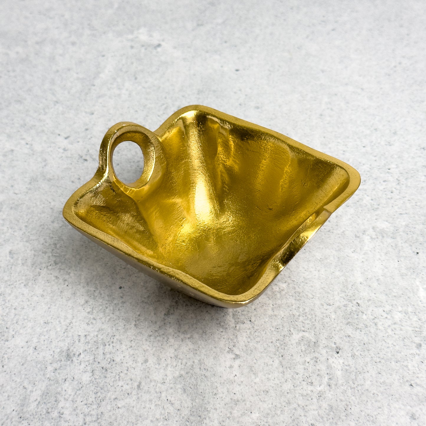 Gold Square Candy or Nut Bowl w/ Handles