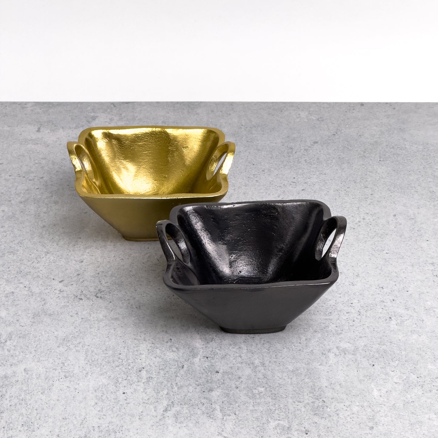 Gold Square Candy or Nut Bowl w/ Handles