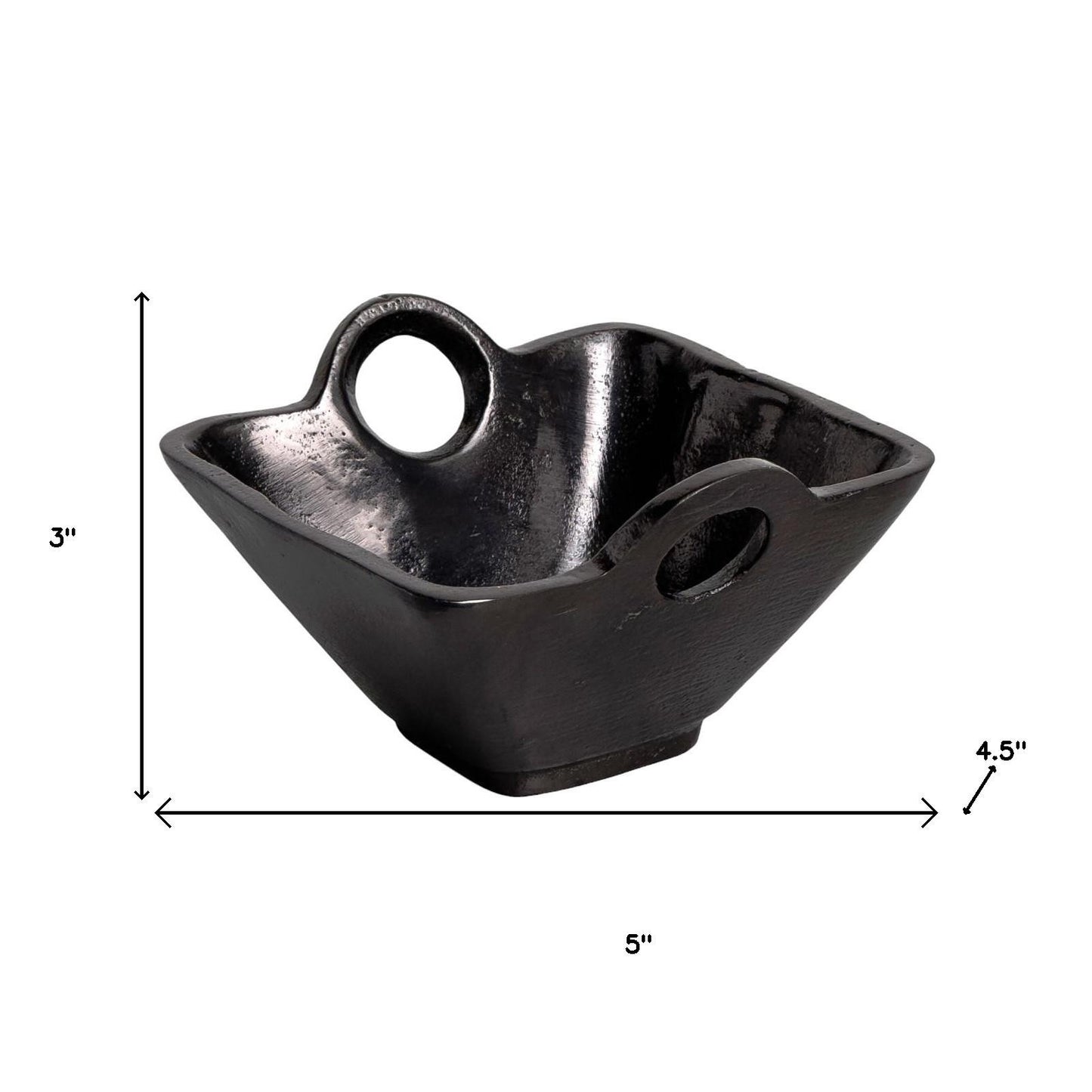 Black Square Candy or Nut Bowl w/ Handles