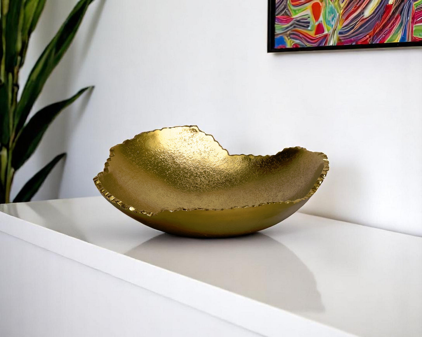 Gold Torn Edge Organic Shaped Serving Bowl