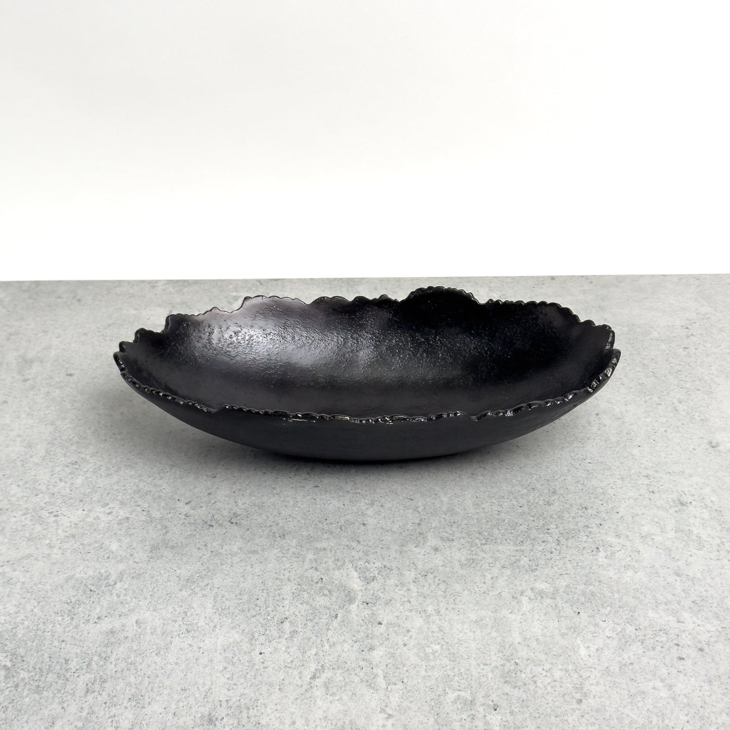 Black Torn Edge Oval Serving Bowl