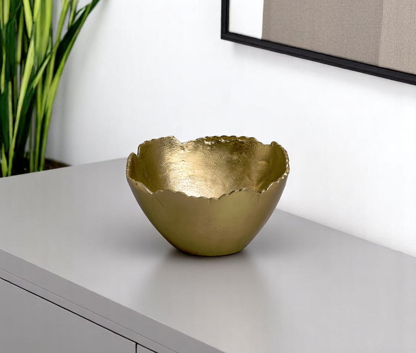 Gold Torn Edge Round Serving Bowl