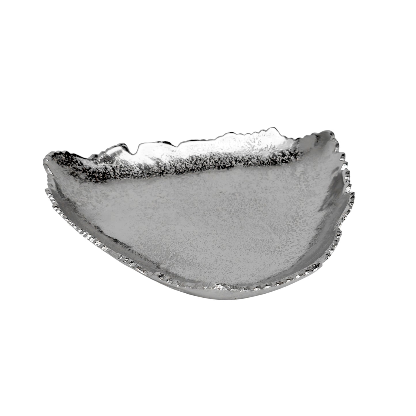 Silver Torn Edge Triangular Serving Bowl