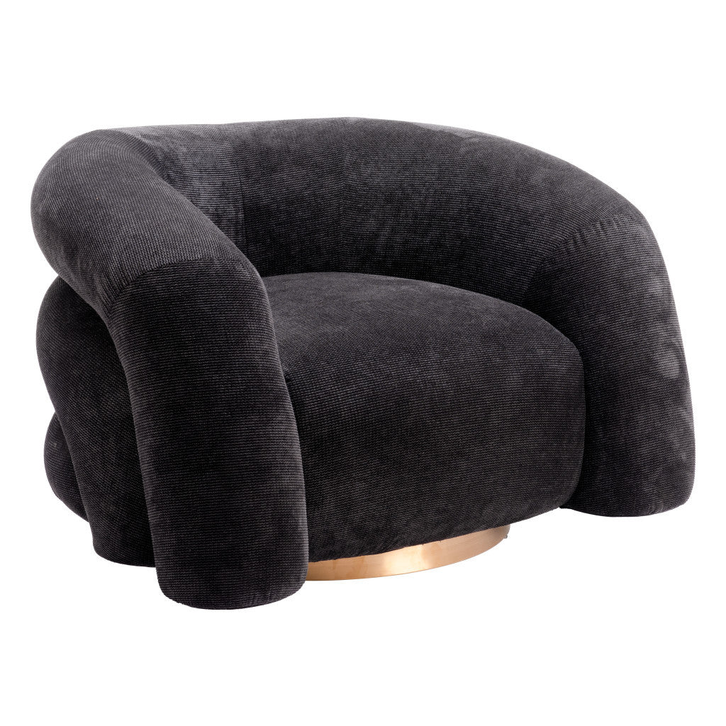 Black & Gold Faux Shearling Arm Chair