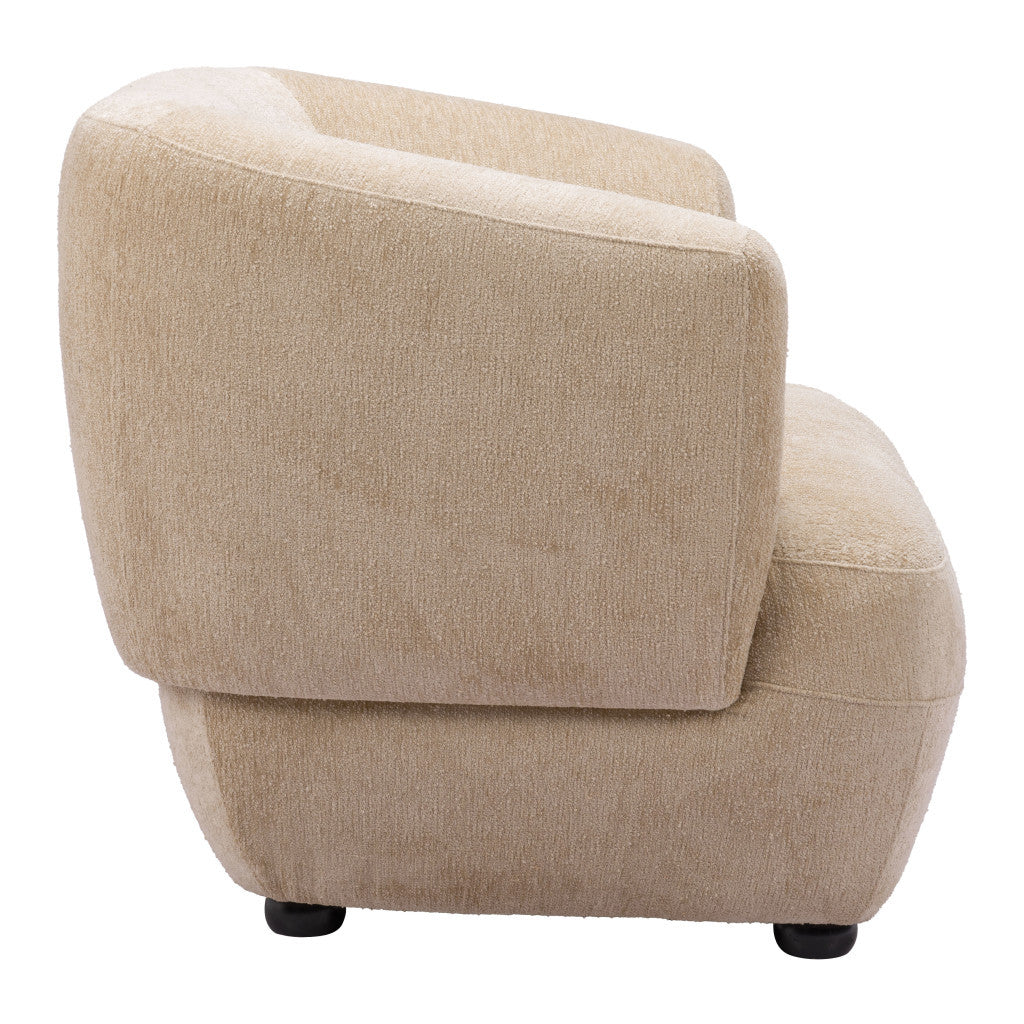 Beige & Black Faux Shearling & Upholstered Arm Chair