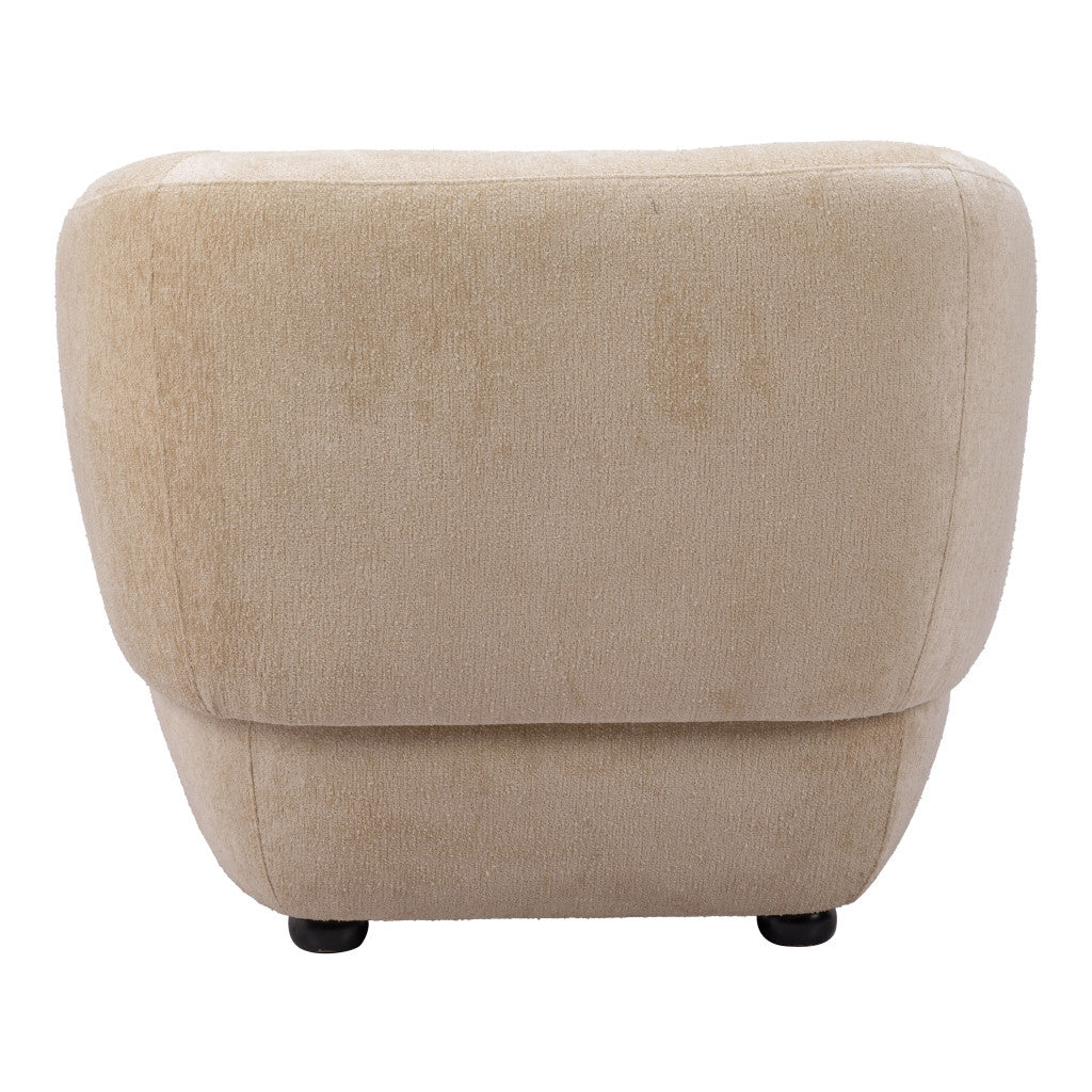 Beige & Black Faux Shearling & Upholstered Arm Chair