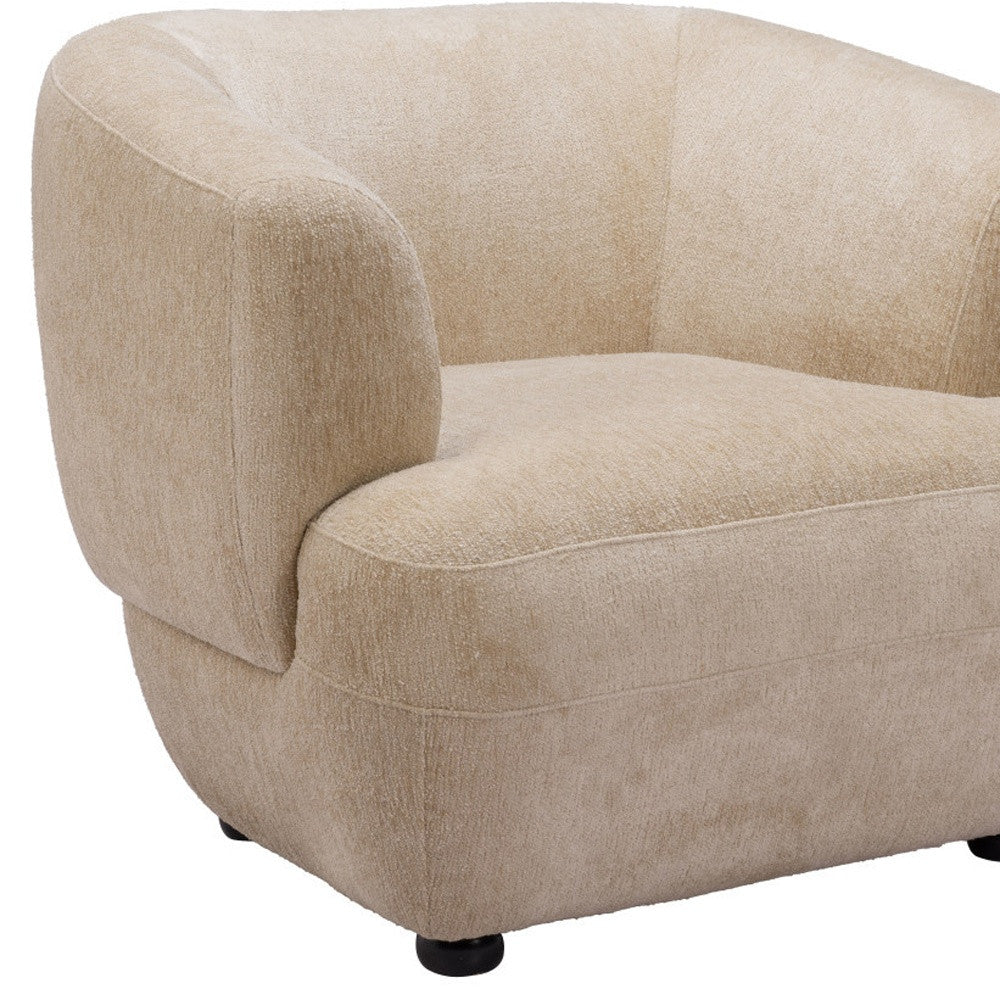 Beige & Black Faux Shearling & Upholstered Arm Chair