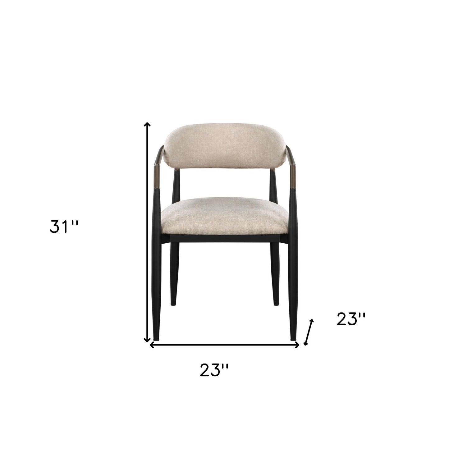 Beige & Black Fabric Dining Chairs - Set of 2