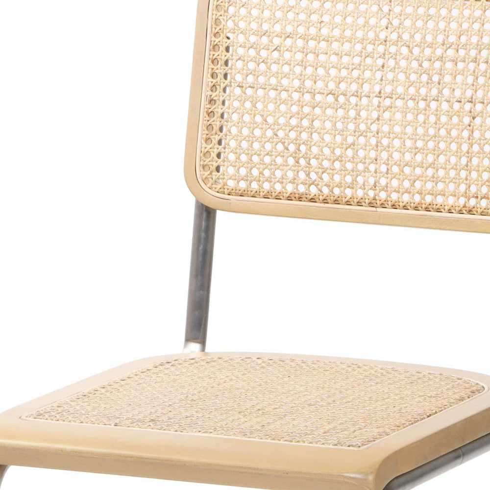Natural & Silver Steel Dining Chair - Set of 2