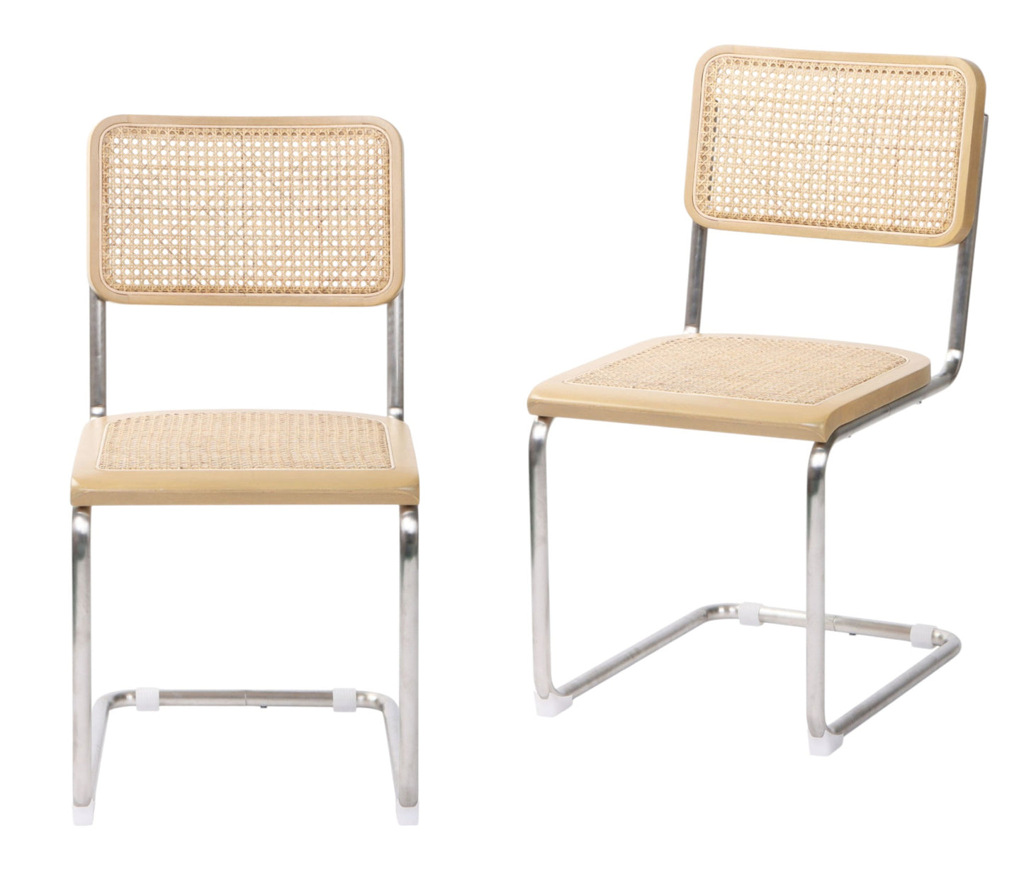 Natural & Silver Steel Dining Chair - Set of 2