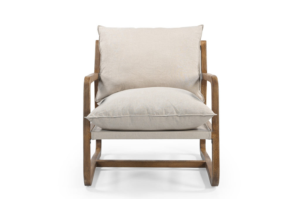 Beige & Natural Linen Arm Chair