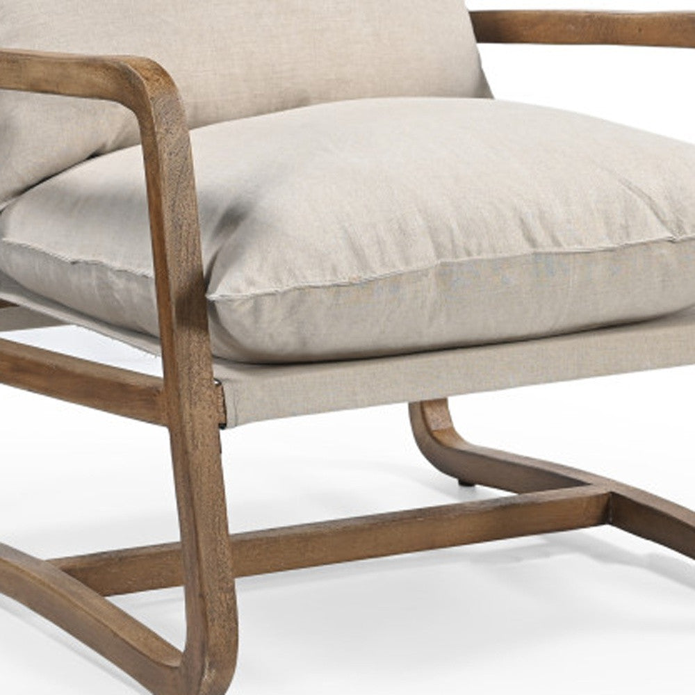 Beige & Natural Linen Arm Chair