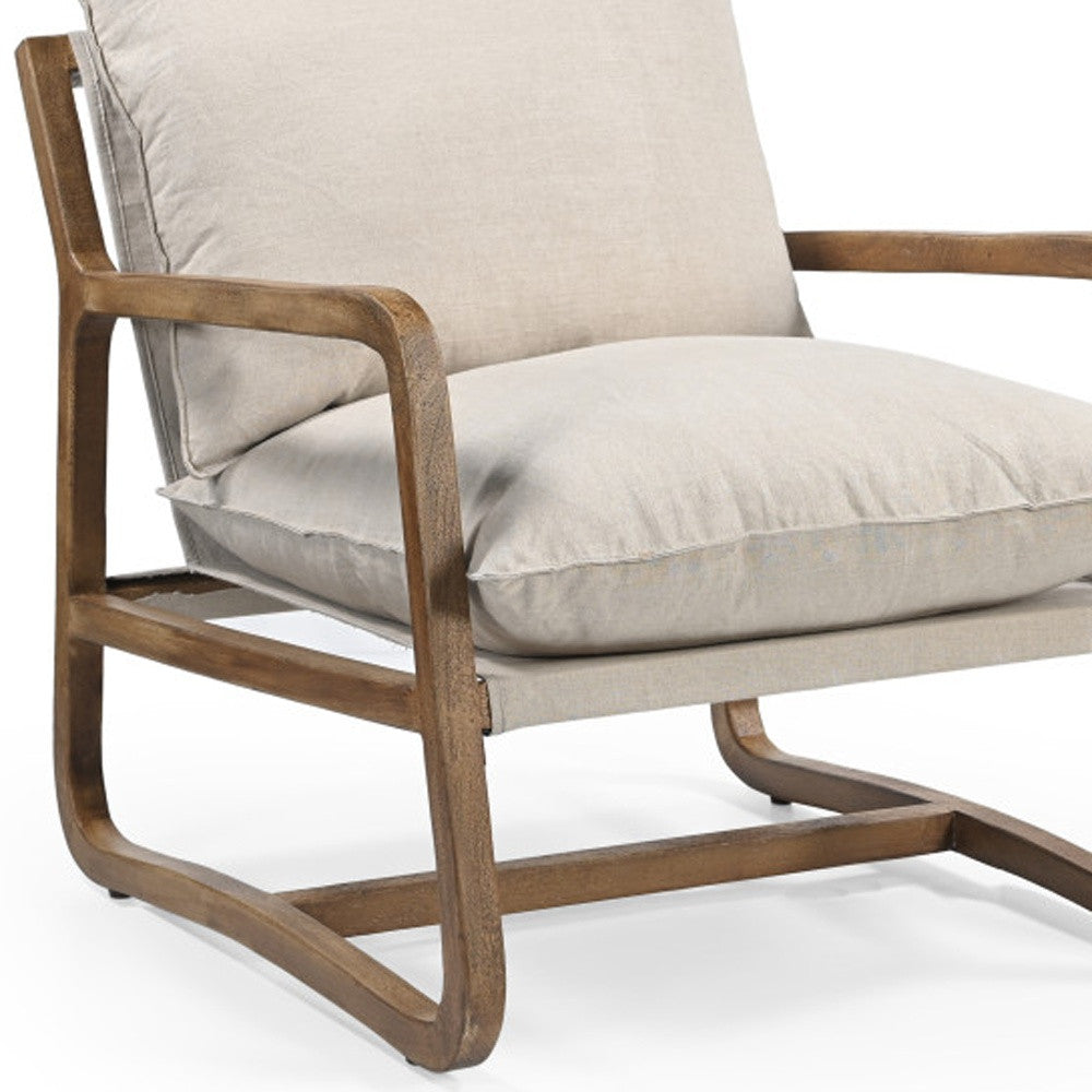 Beige & Natural Linen Arm Chair