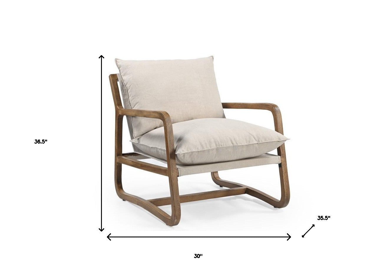 Beige & Natural Linen Arm Chair