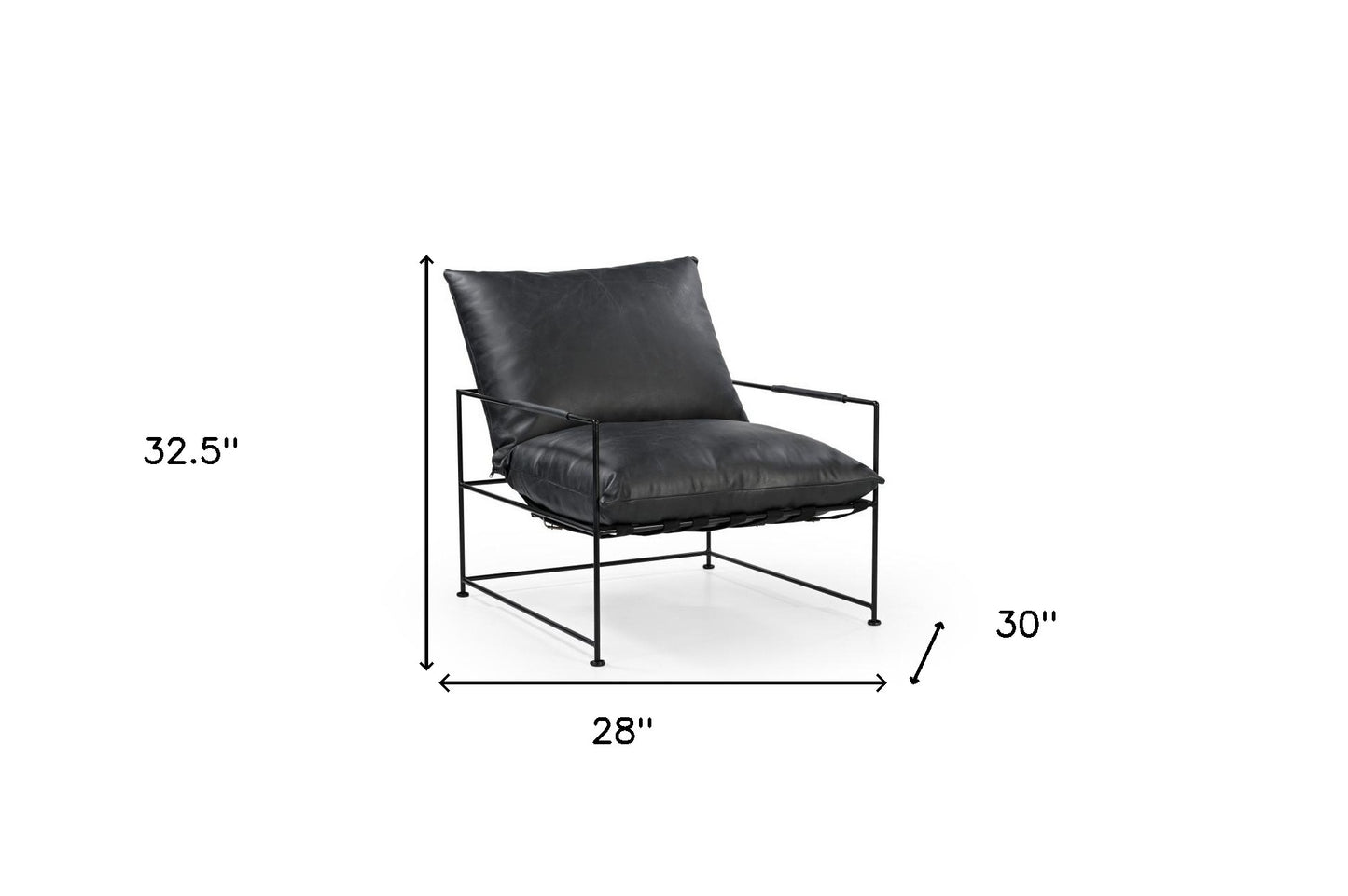Black Genuine Distressed Leather Arm Chair