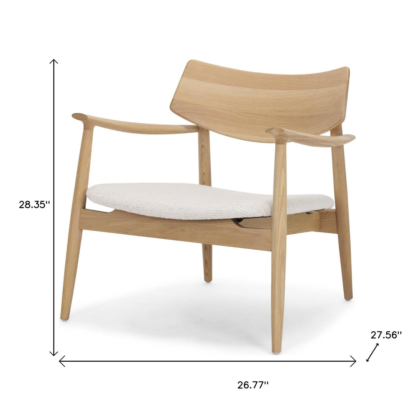 Cream & Natural Upholstery & Solid Wood Arm Chair