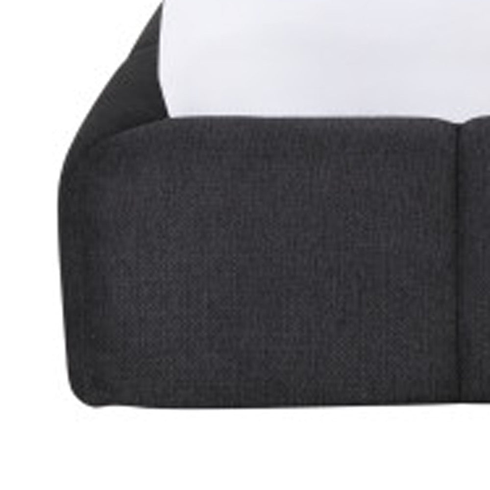 Dark Gray Tufted Linen Blend Upholstered Queen Bed