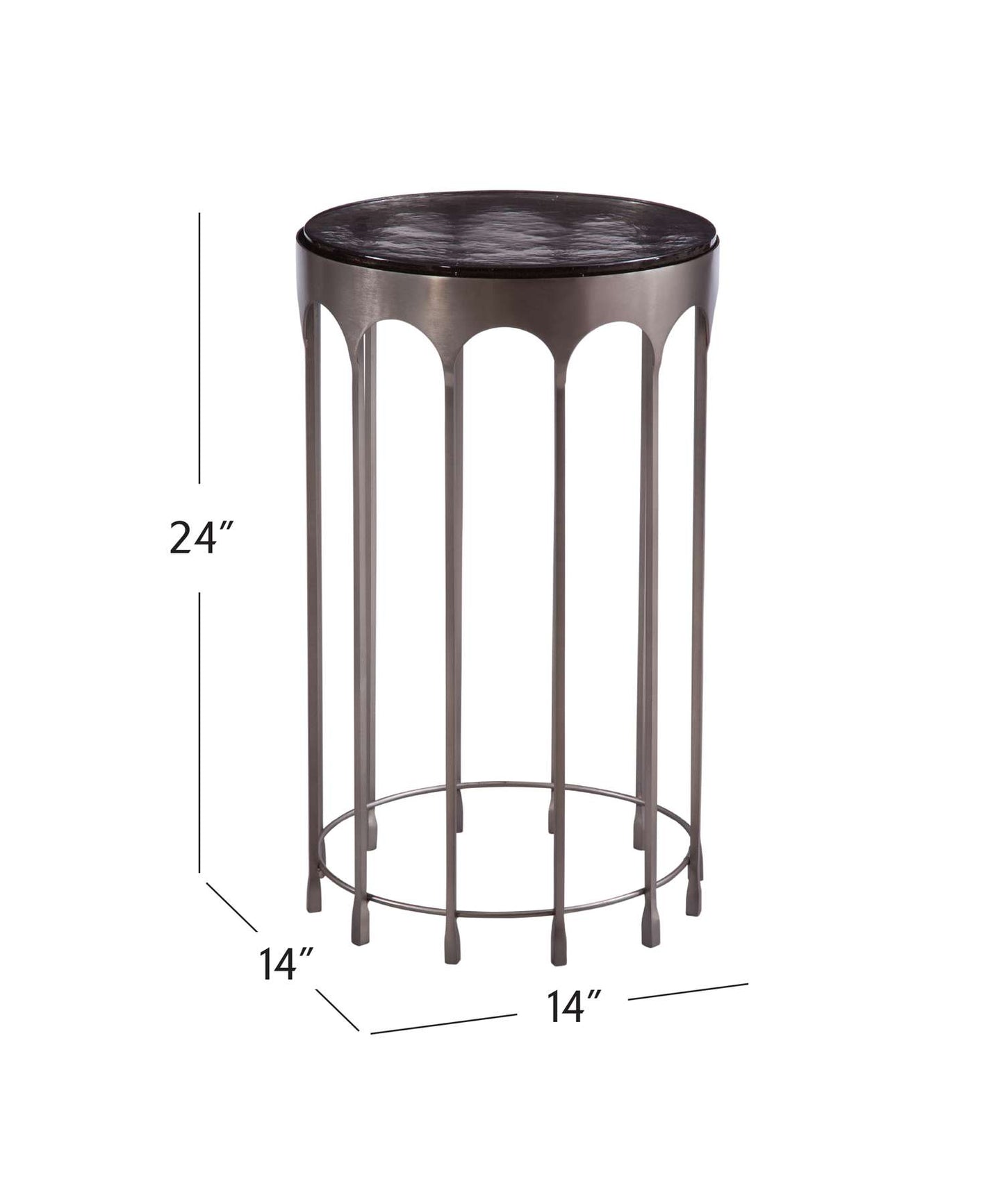 Hartley Nickel Accent Table - Dimensional