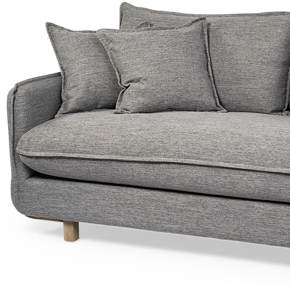 Gray Fabric Sofa With Brown Legs