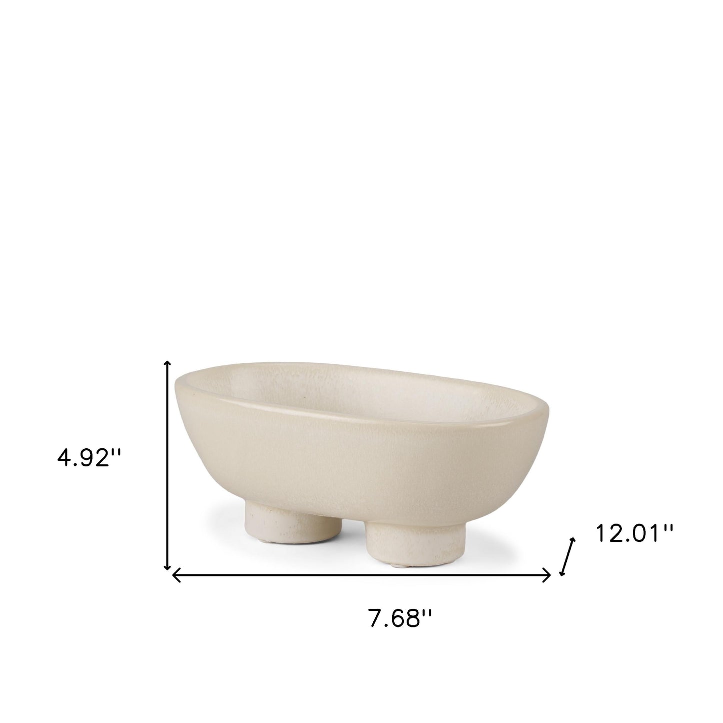 Cream Ceramic Oval Pedestal Centerpiece Bowl