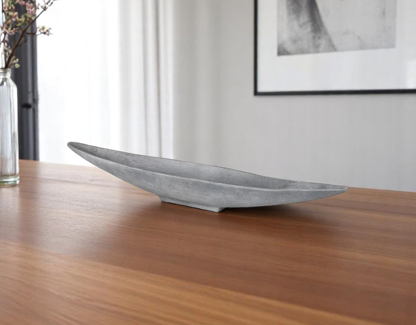 Gray Cast Oval Centerpiece Bowl