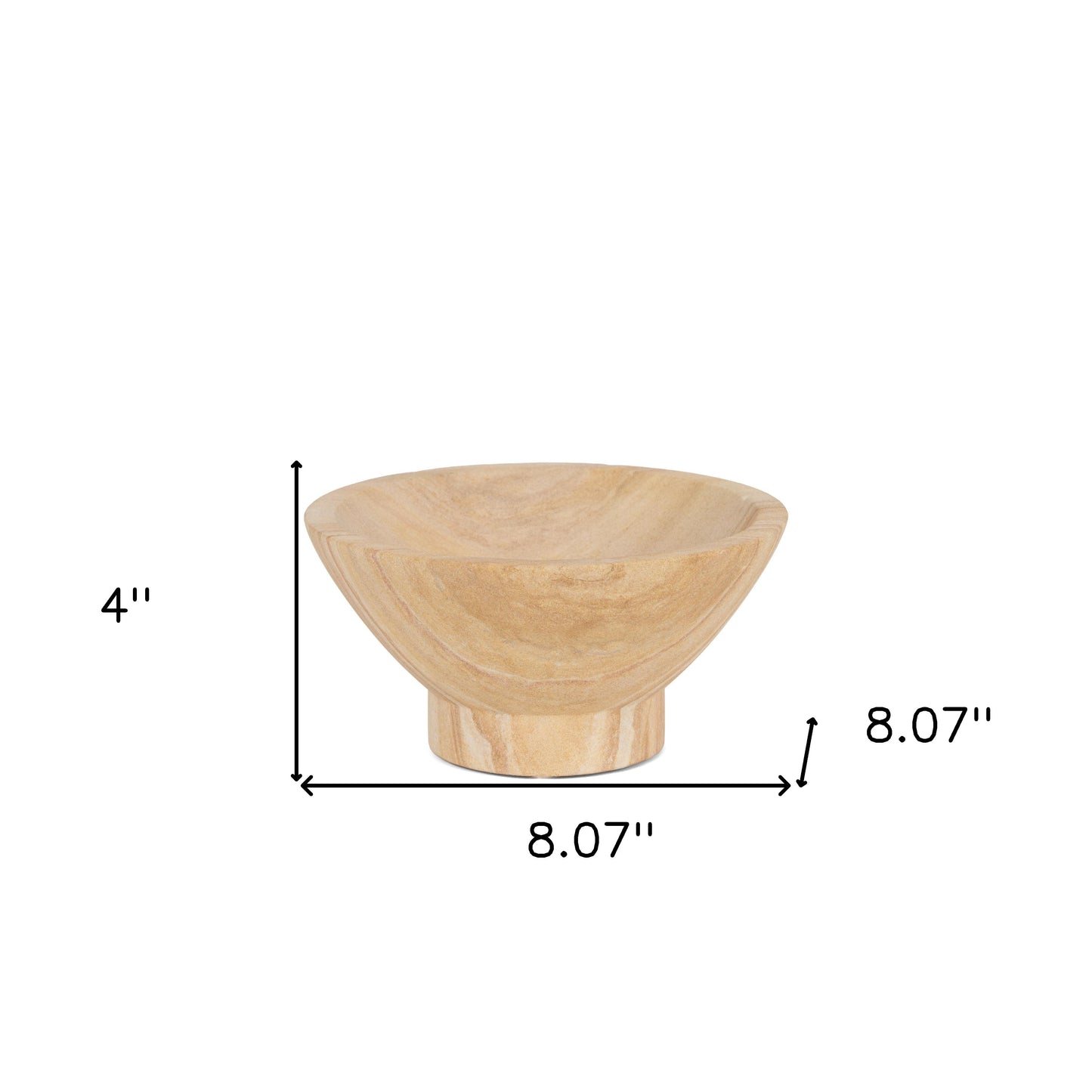 Beige Sandstone Round Pedestal Centerpiece Bowl
