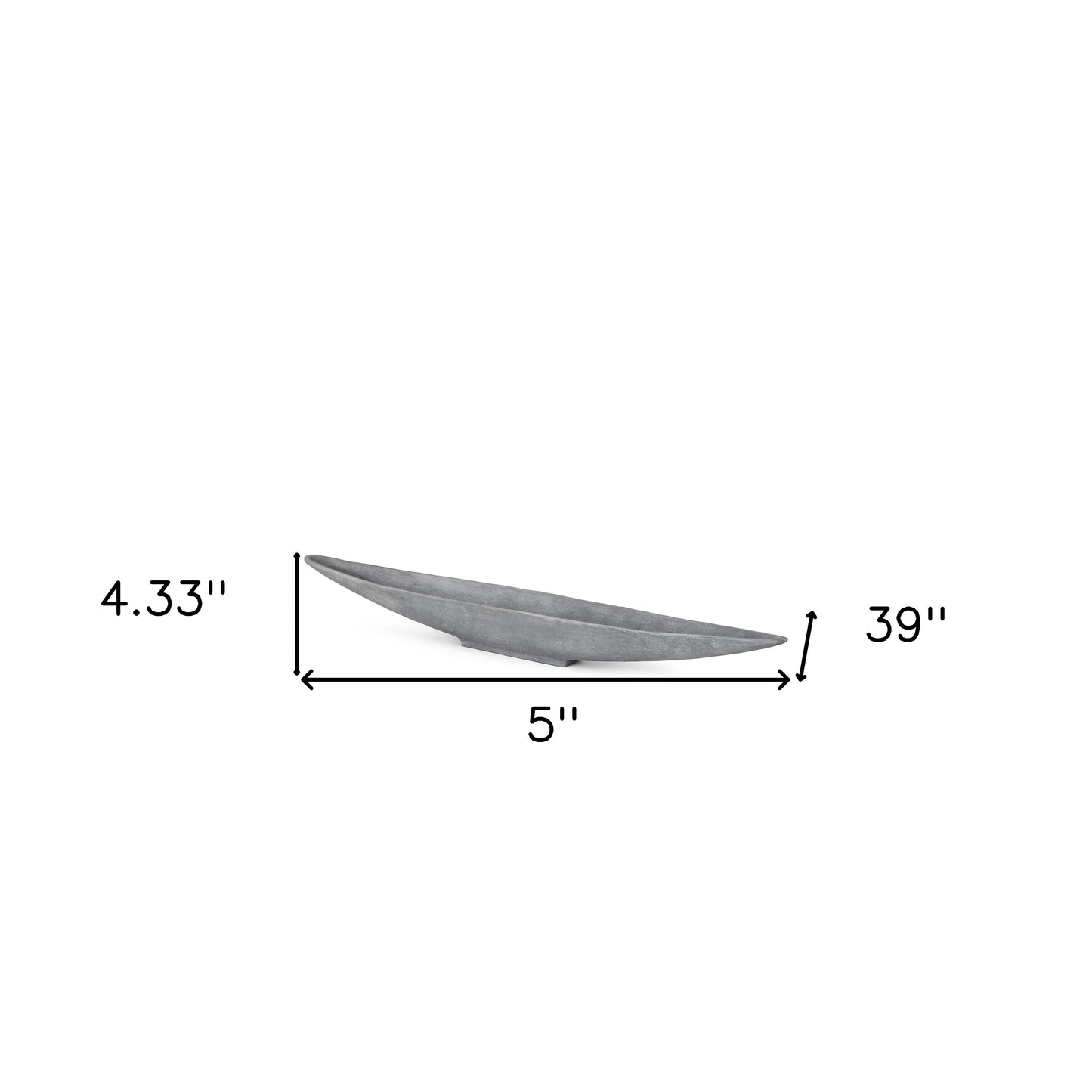 Gray Cast Oval Long Boat Centerpiece Bowl