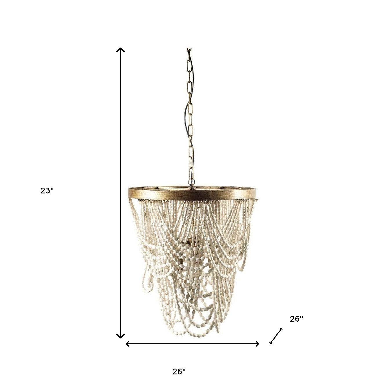 White & Gold Empire 3 Light Beads Chandelier