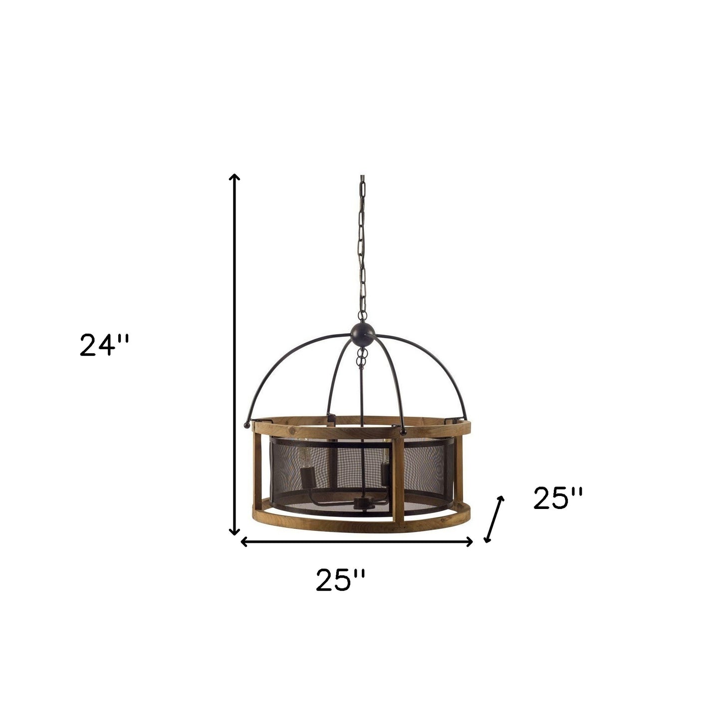 Black Caged 3 Light Chandelier