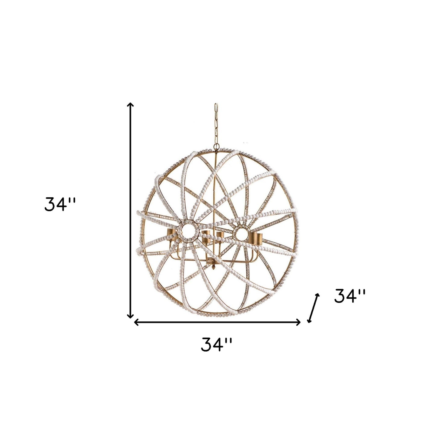 White & Gold Empire 6 Light Beads Chandelier