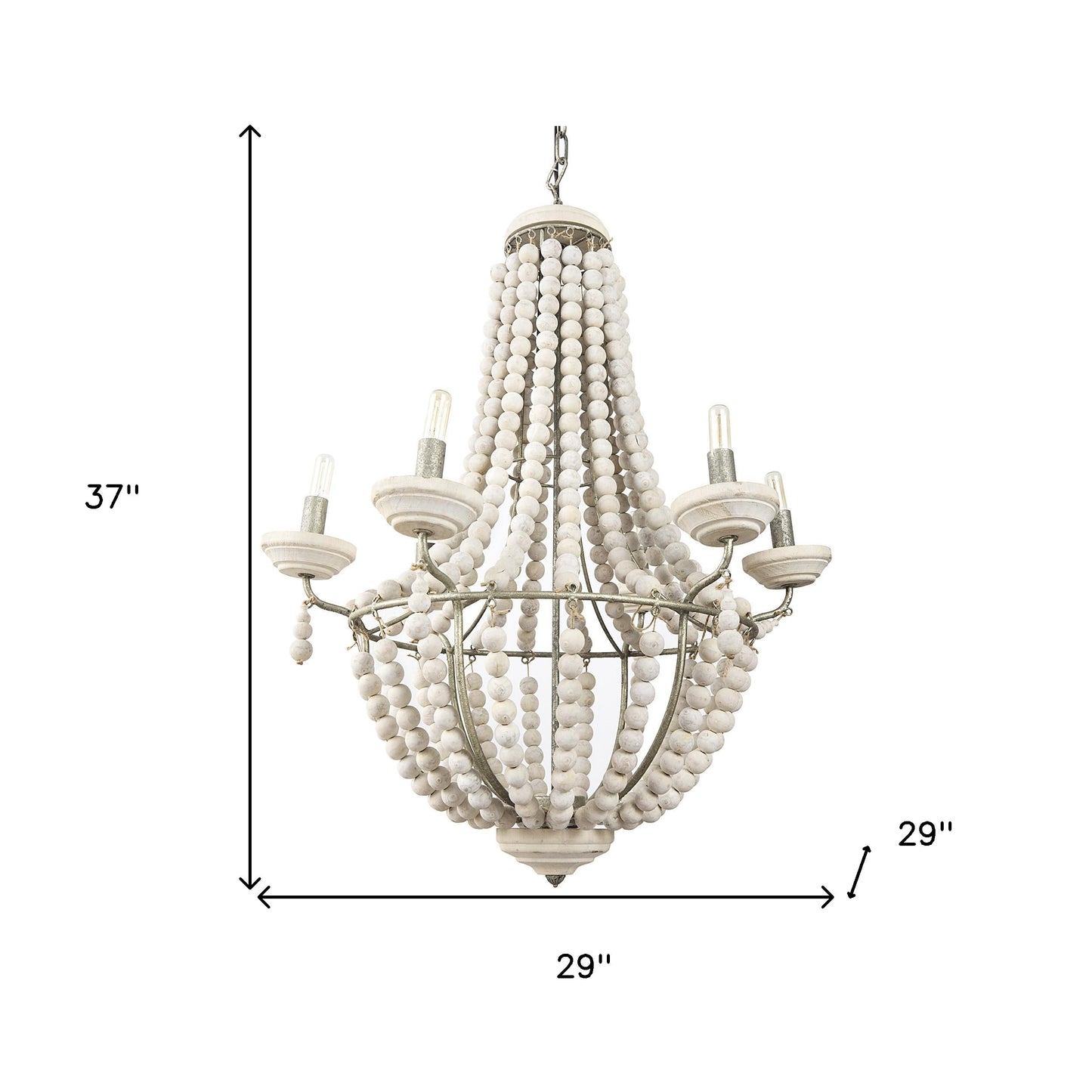 Silver & White Empire 6 Light Beads Chandelier
