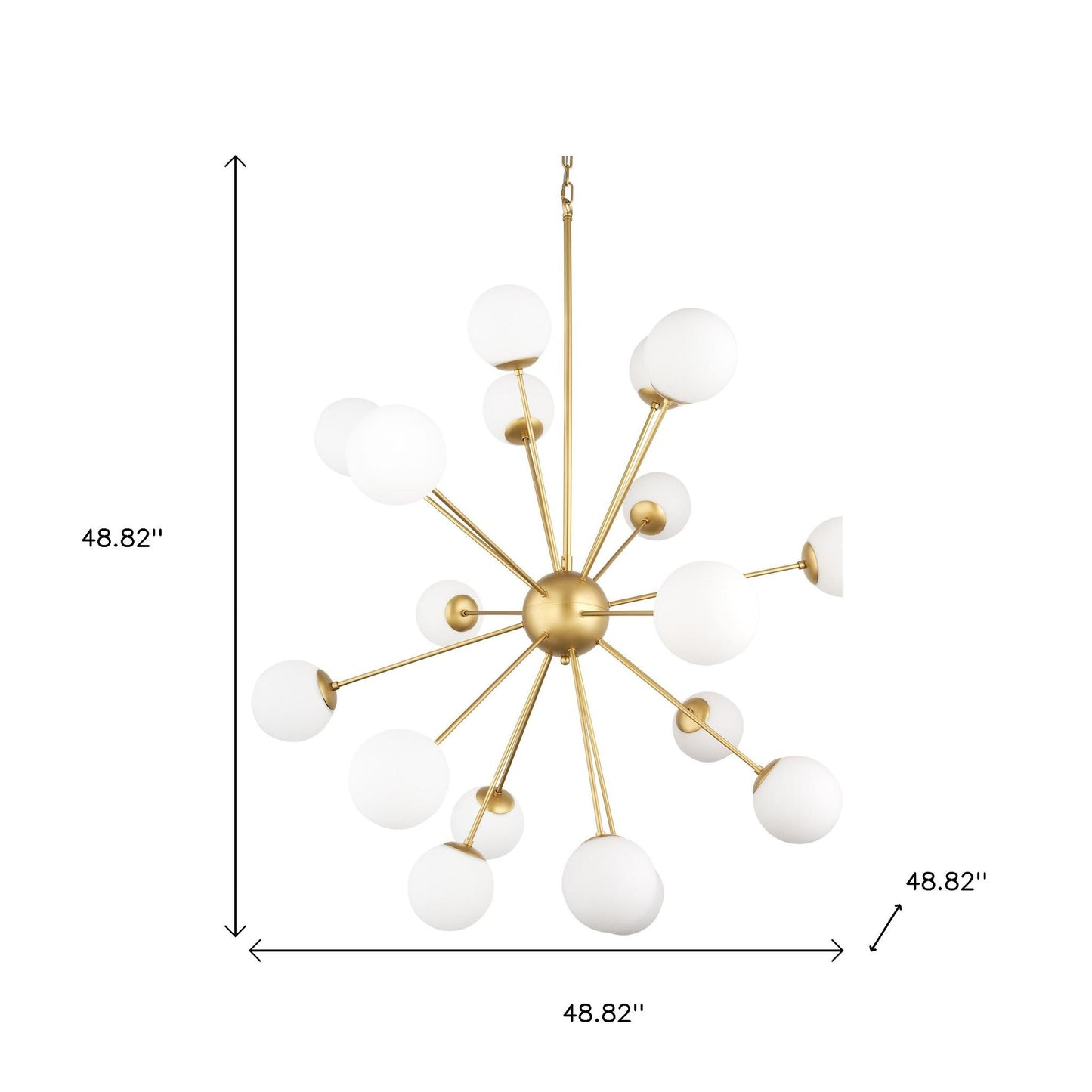 Gold Sputnik Multi Light Frosted Glass Chandelier w/ White Shades