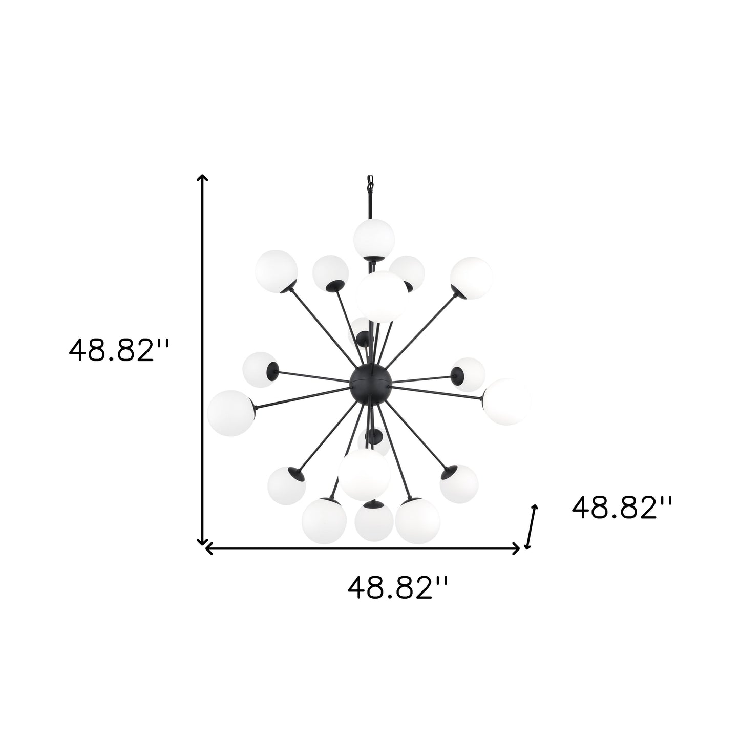 Black 11 Light Frosted Glass Chandelier w/ White Shades