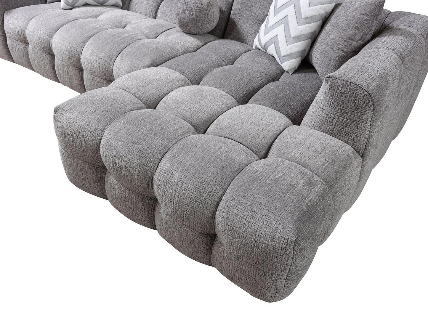 Light Gray Boucle L Shaped 2 Piece Sofa & Chaise Sectional