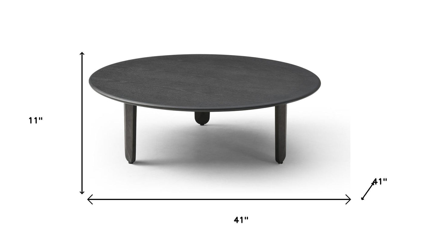 Black Solid Wood Round Coffee Table image 7
