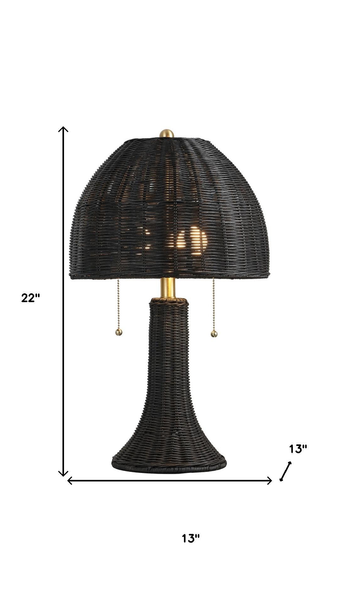 Black Round Bedside Lamp w/ Dome Shade