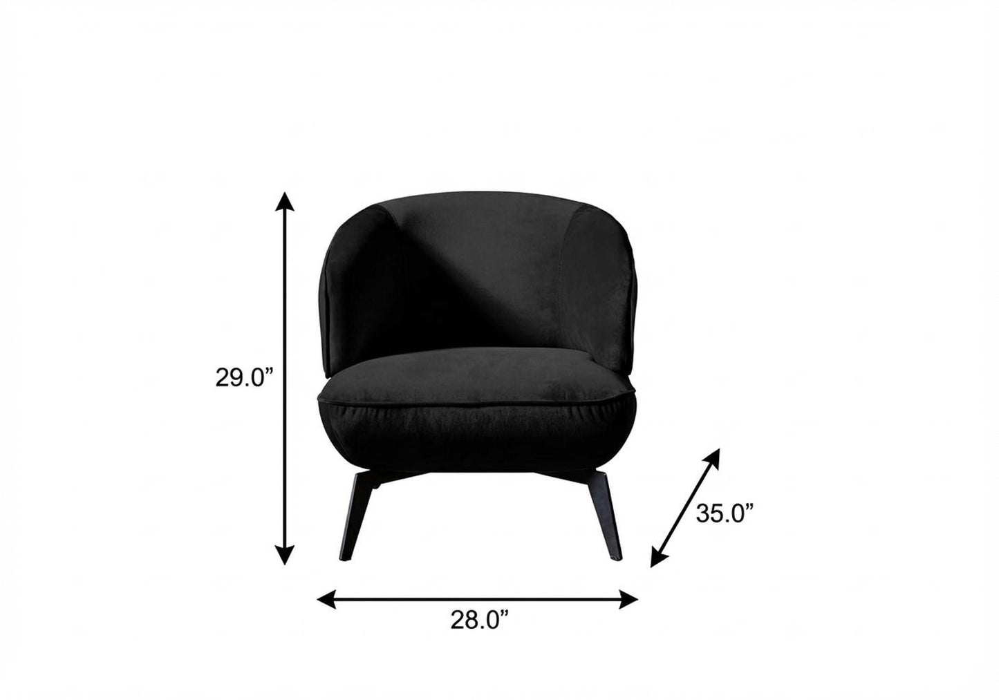 Black Velvet & Steel Lounge Chair
