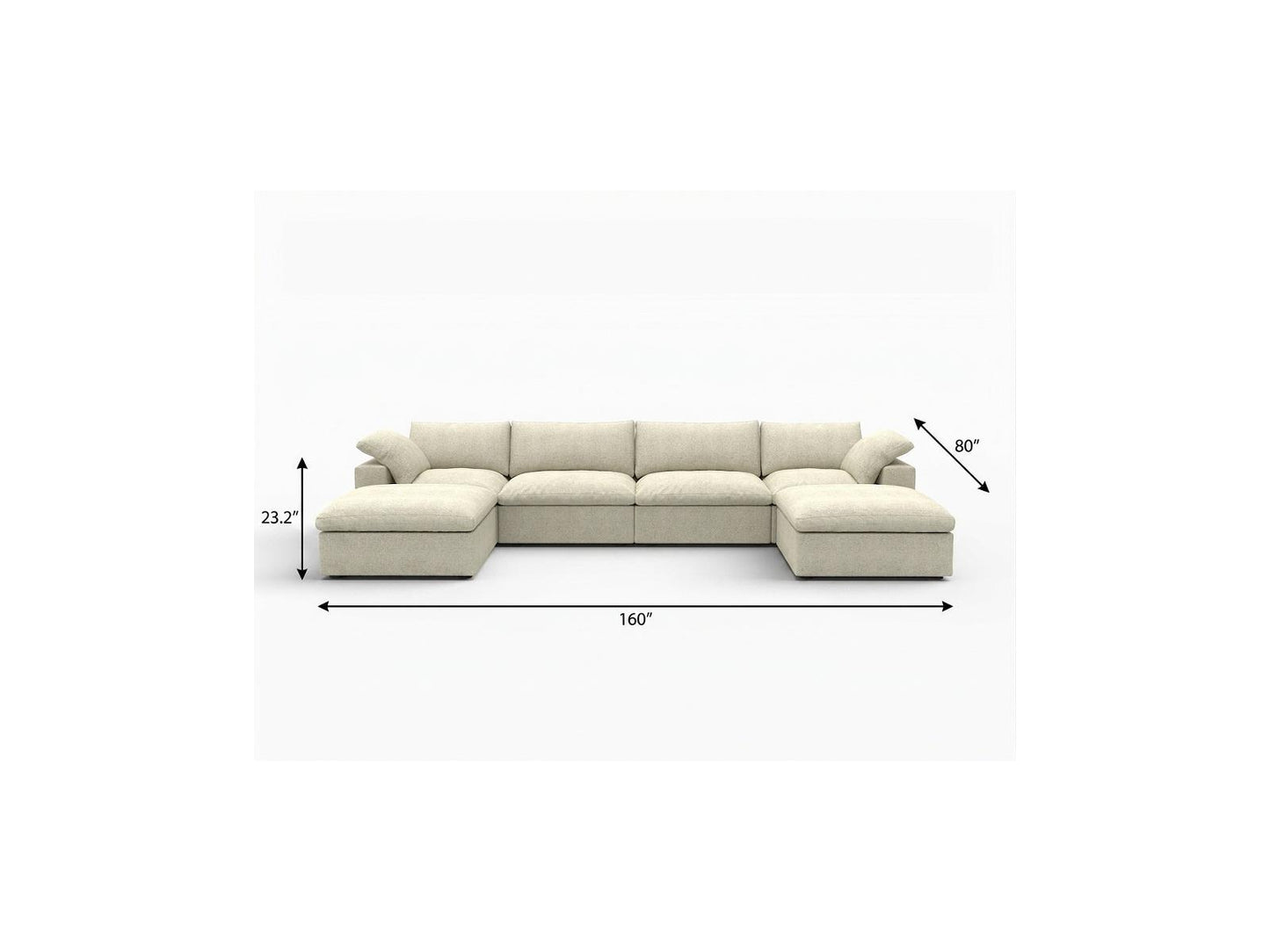 Khaki Linen Blend Modular Universal Sofa With Ottoman & Storage