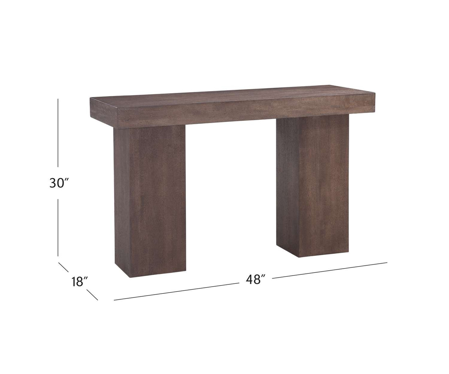 Padula Brown Oak Console - Dimensional
