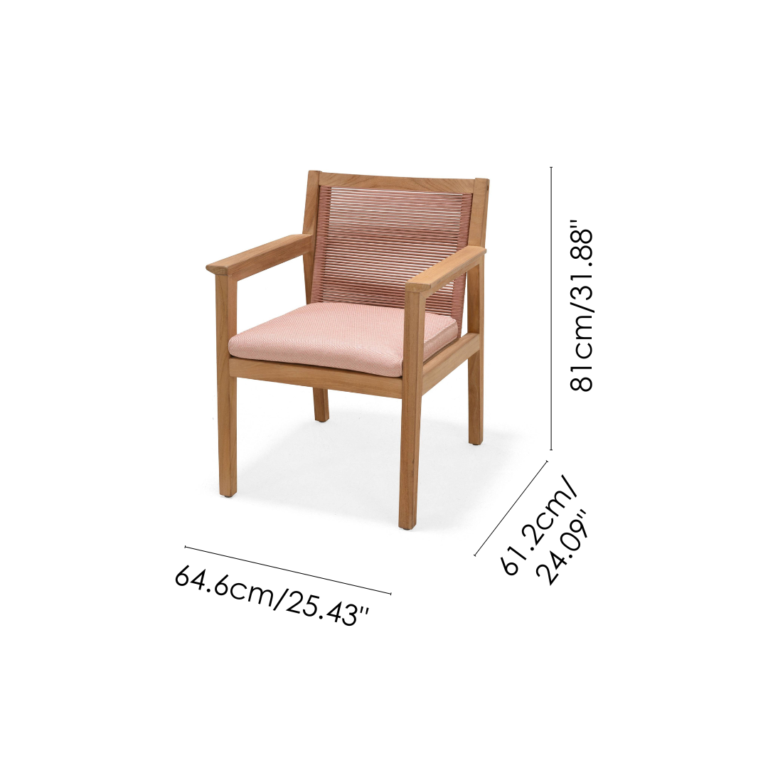 Agate Teak and Rope Armchair - Terracotta