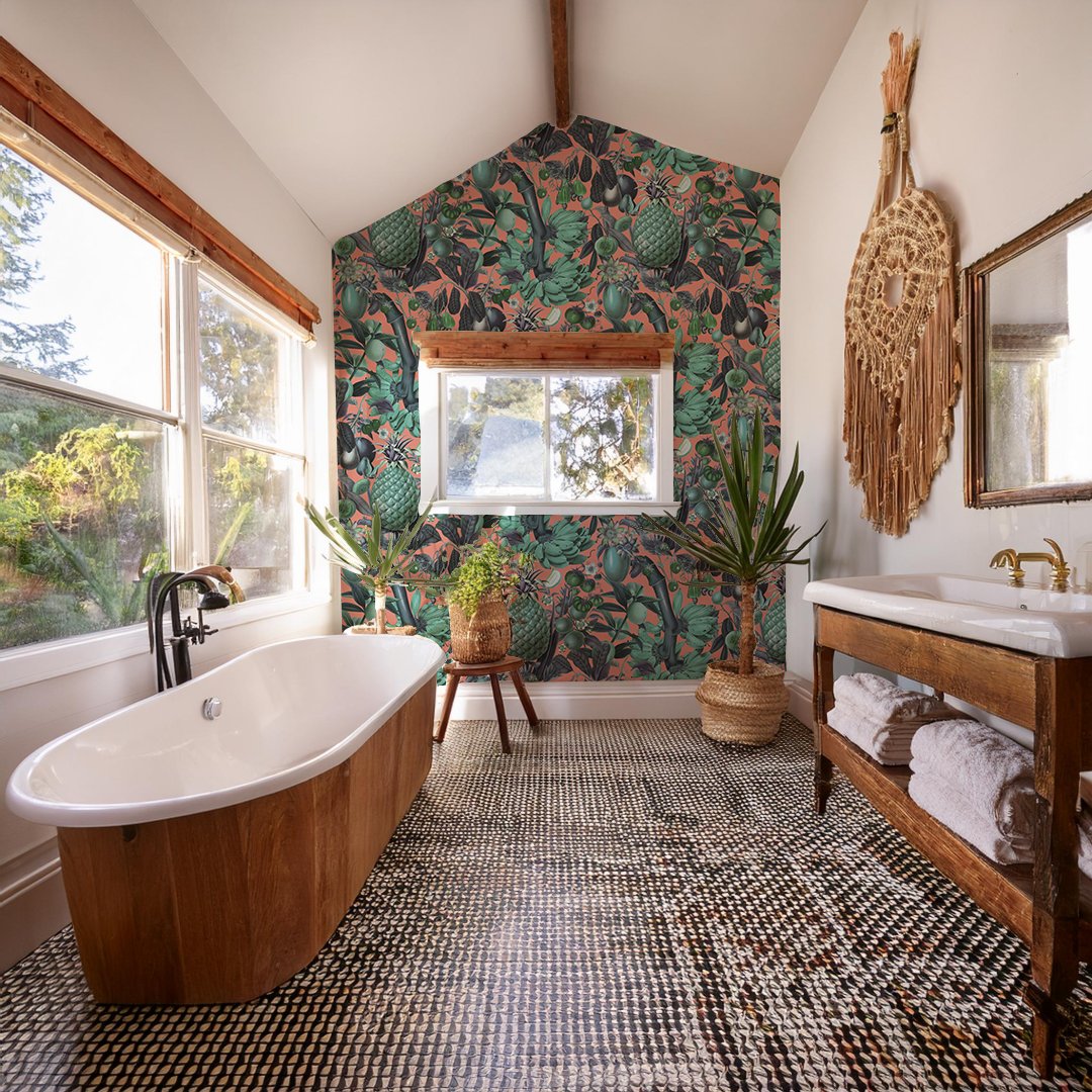 Juicy Fruit Wallpaper - Coral & Teal