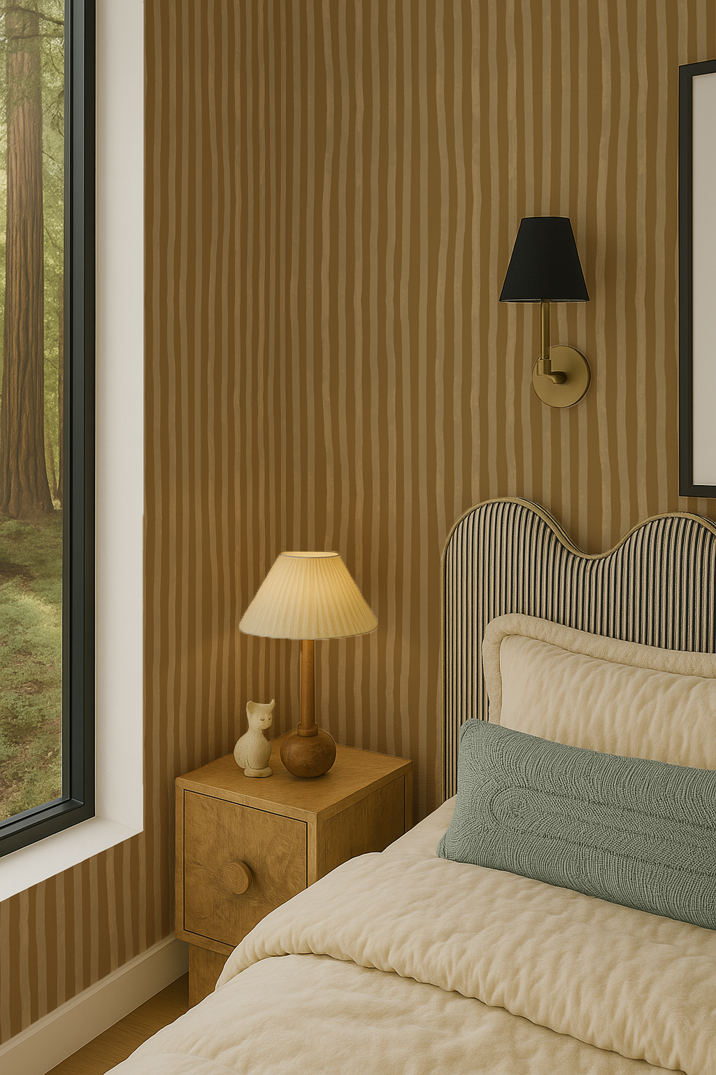 Dolce Stripe Wallpaper, mustard yellow and butter