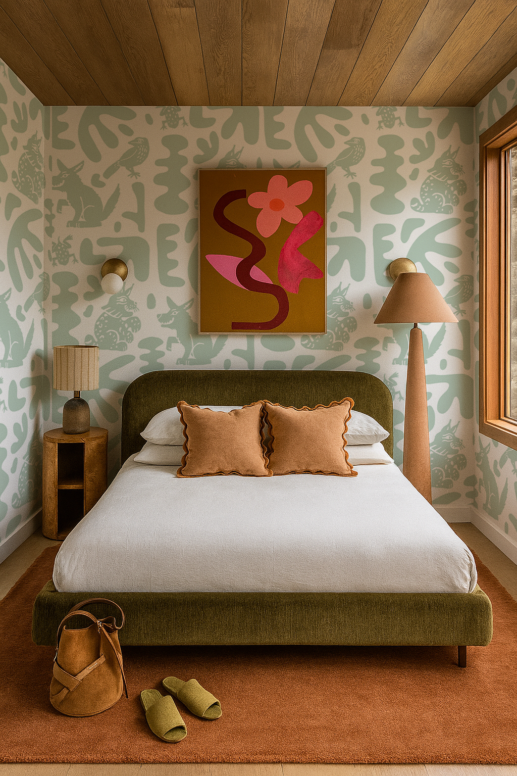 Abstract Animales Wallpaper, mint