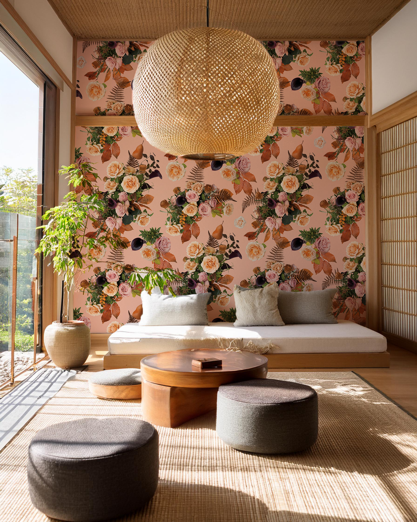 Honey & Poppies Wallpaper - Blush