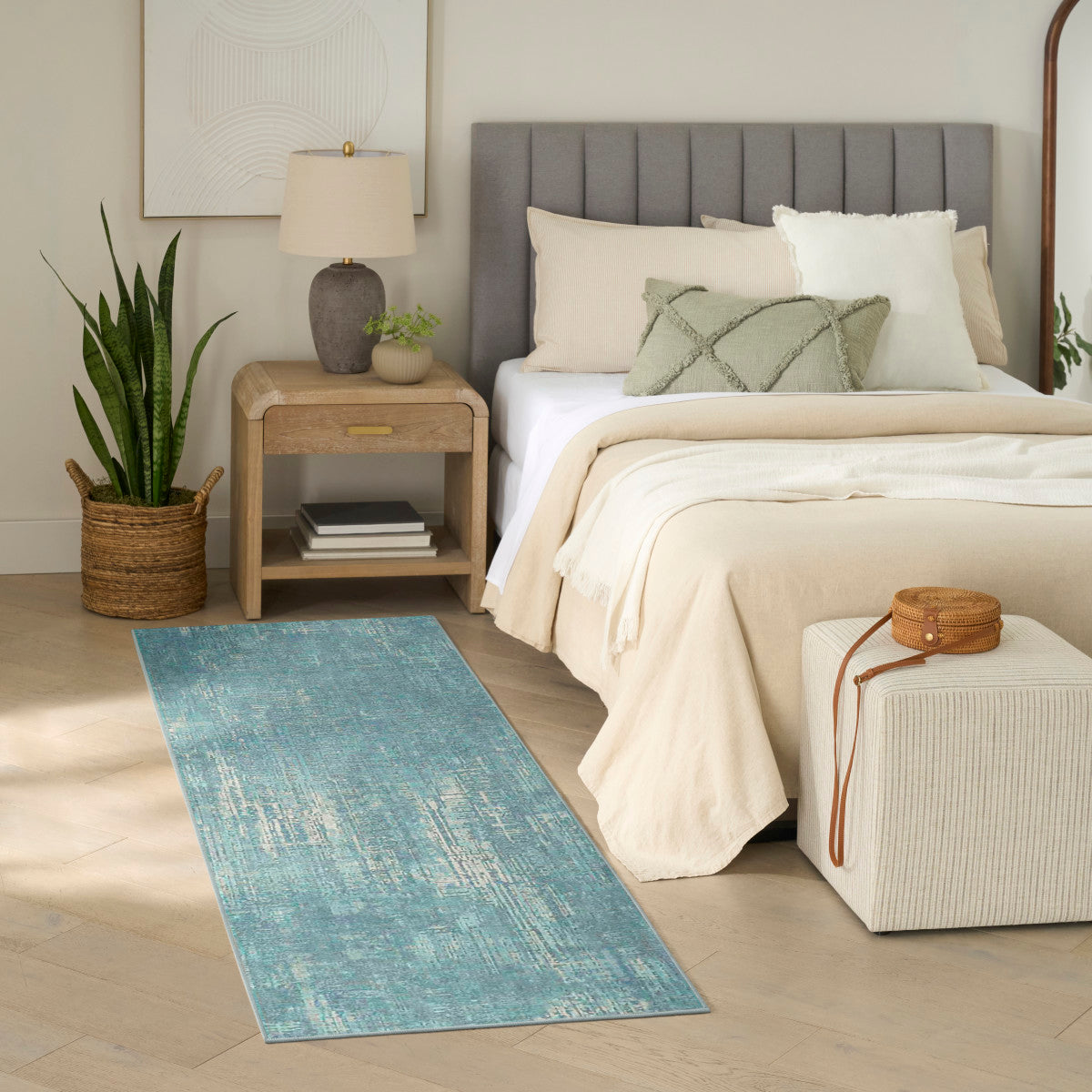 Nourison Botanical Green Machine Washable Rug - Room Scene