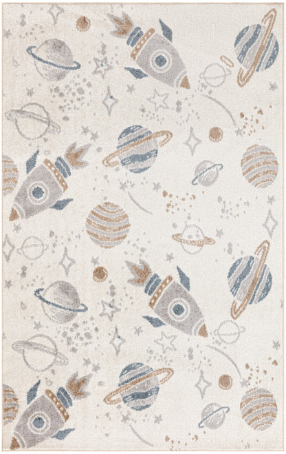 Nourison Astra Ivory & Multicolor Pet Friendly Machine Washable Rug - 3'3" x 5'