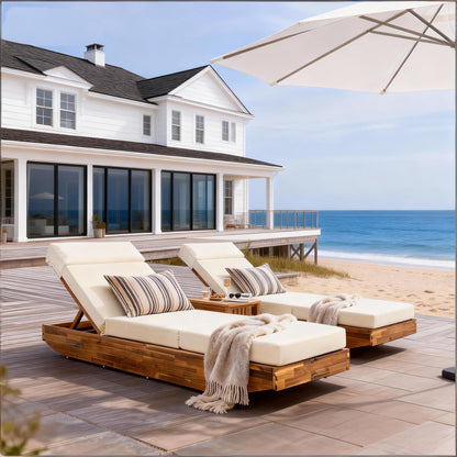 Acacia Wood Outdoor Chaise Lounge