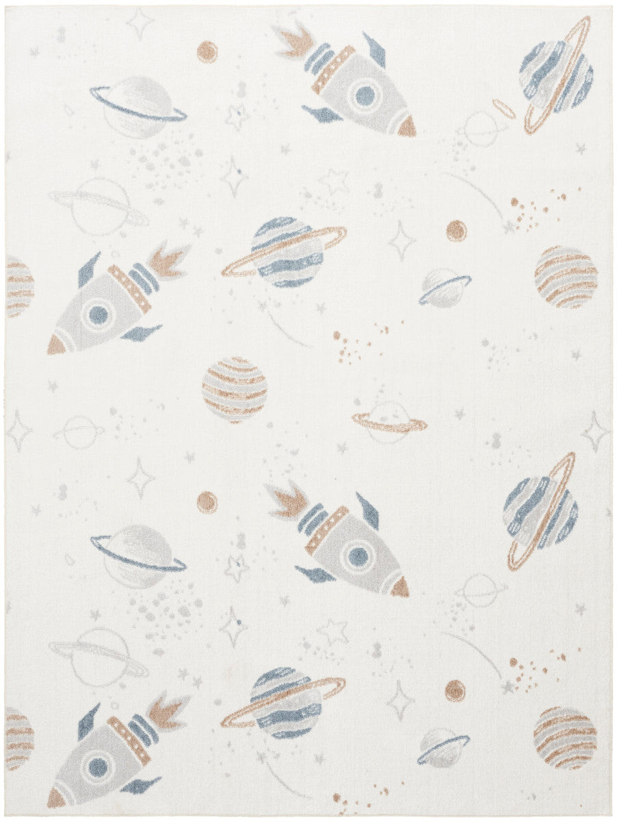 Nourison Astra Ivory & Multicolor Pet Friendly Machine Washable Rug - 5'3" x 7'