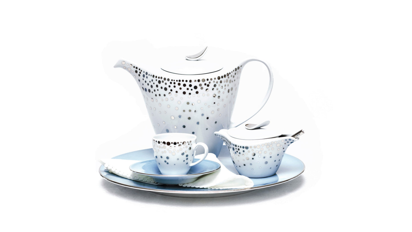 Silver Rain Espresso Cup + Saucer - Set of 4